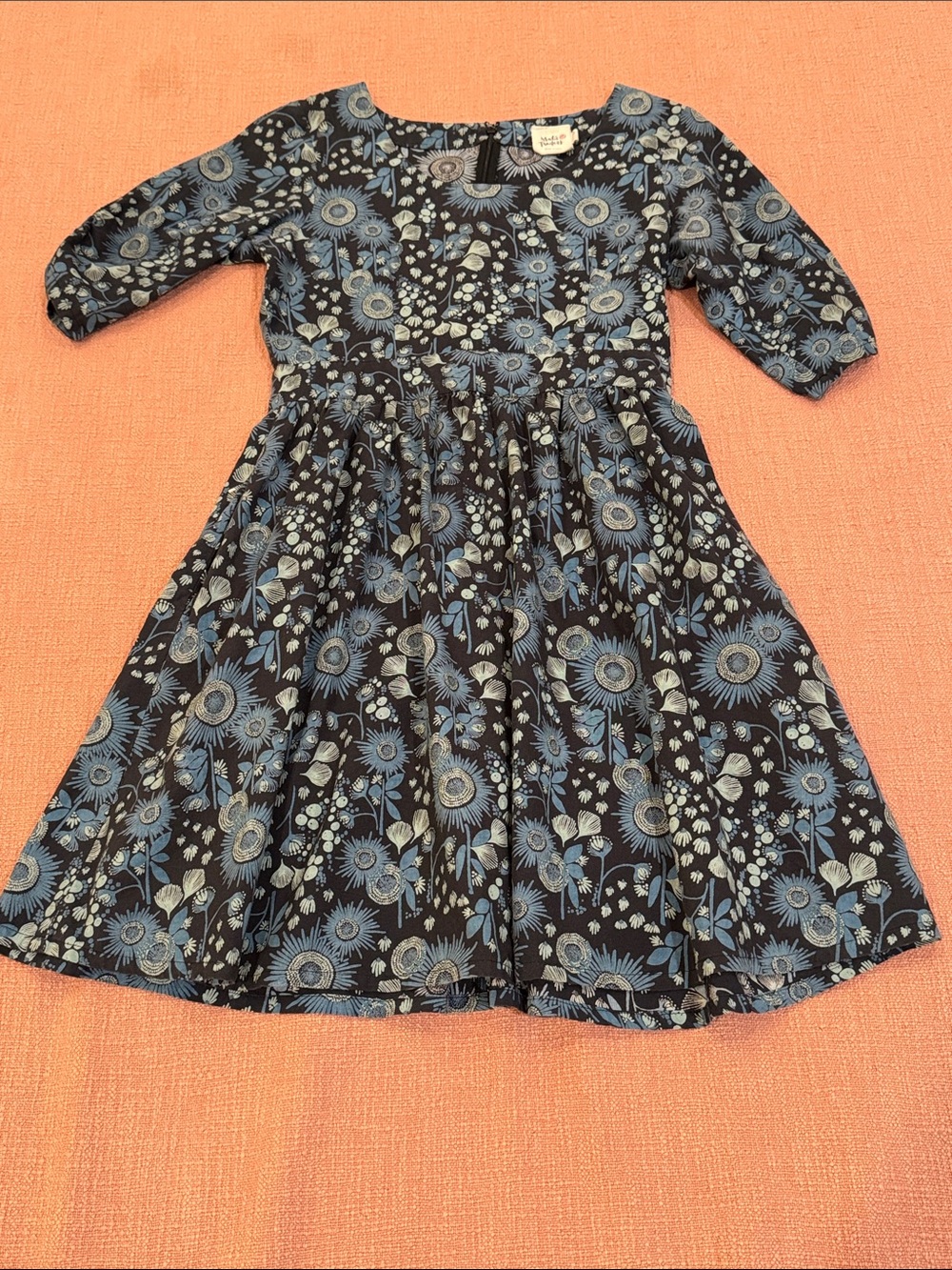 Mata Traders Indian cotton small wm’s Floral Midi Dress with pockets & back zip